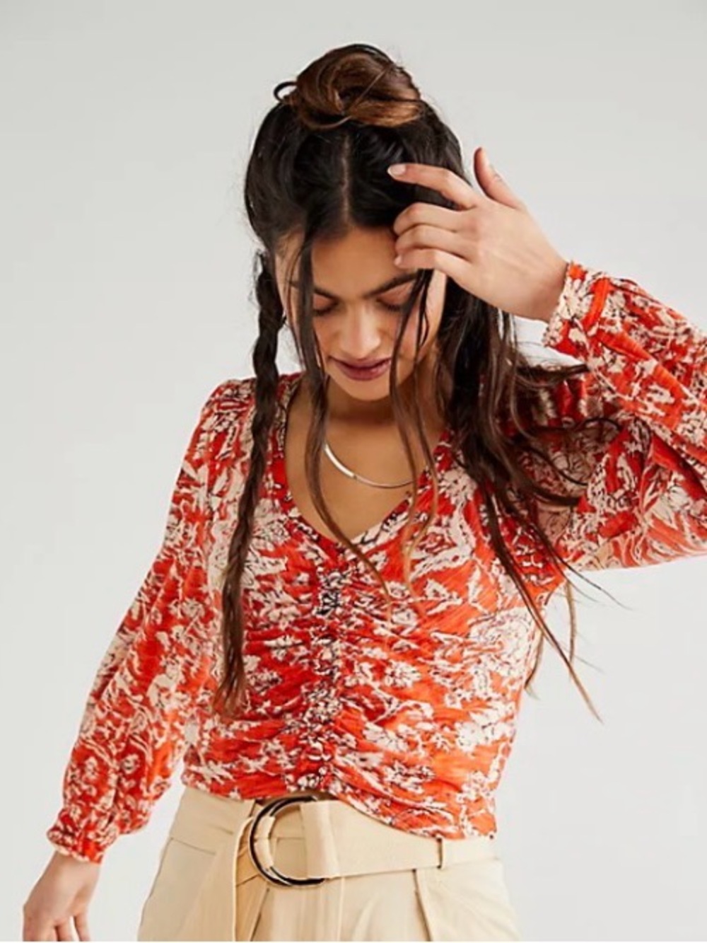 Free People Ruched V-Neck Long-Sleeve, Say The Word Top